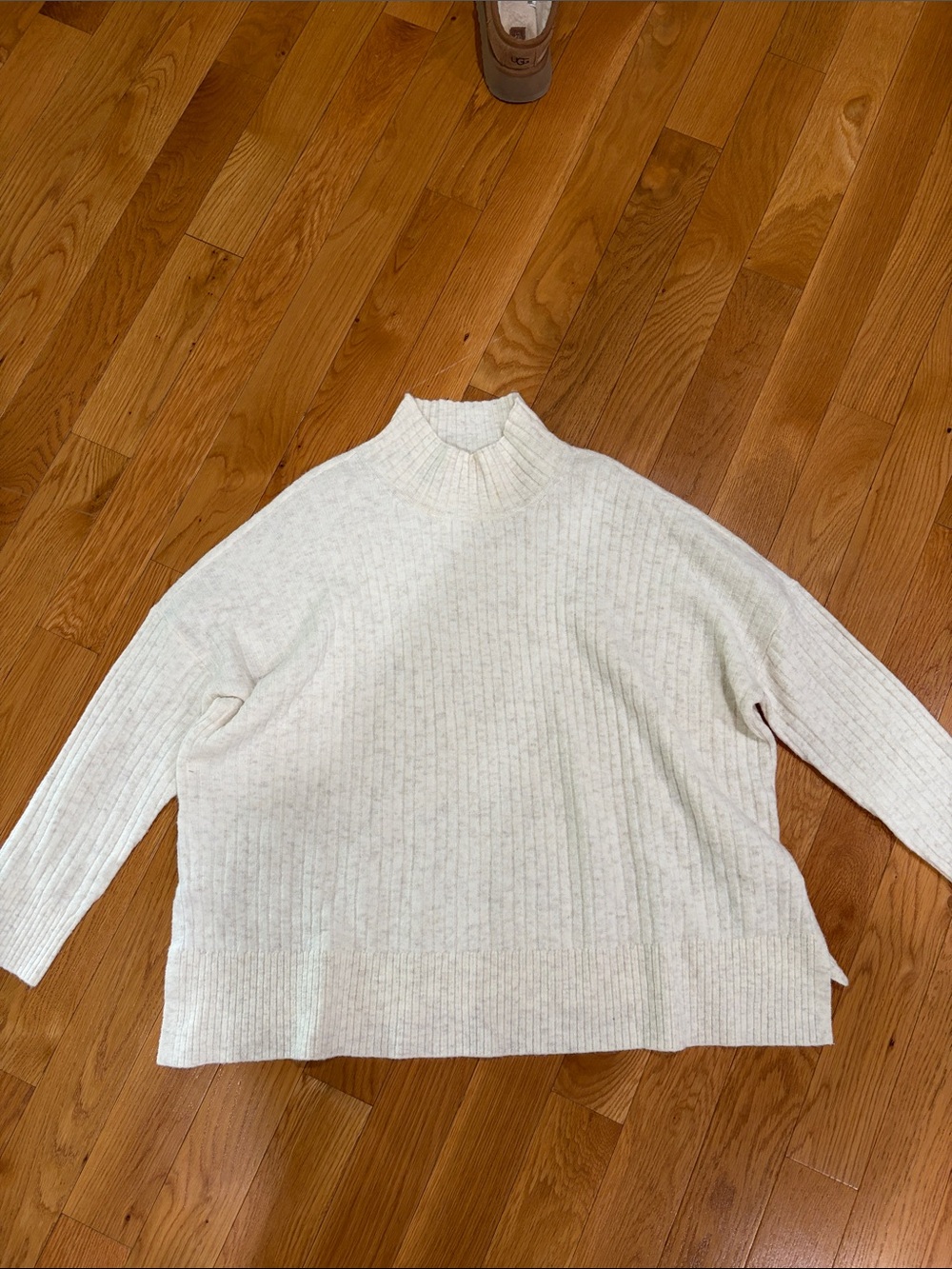 LOFT Cream Ribbed Mock Turtleneck Sweater